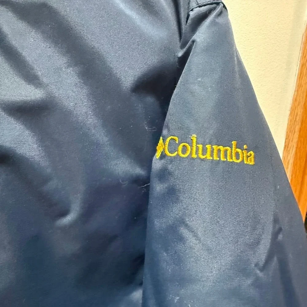 Columbia Michigan Wolverines Mens XL Full Zip Fleece Lined Jacket Navy Blue M